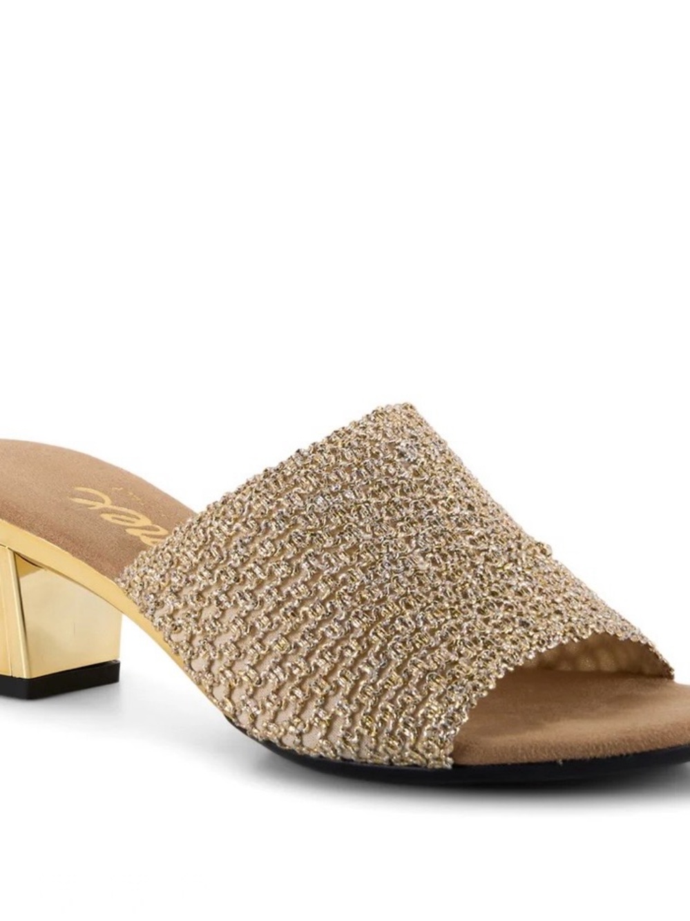 Onex Metallic Gold Woven Slide Wedges NIB - Picture 5 of 7